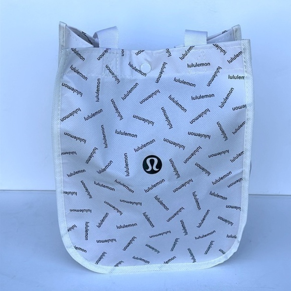 Lululemon Small Tote Bag White/Green  Reusable Small Bag Handles Pouch